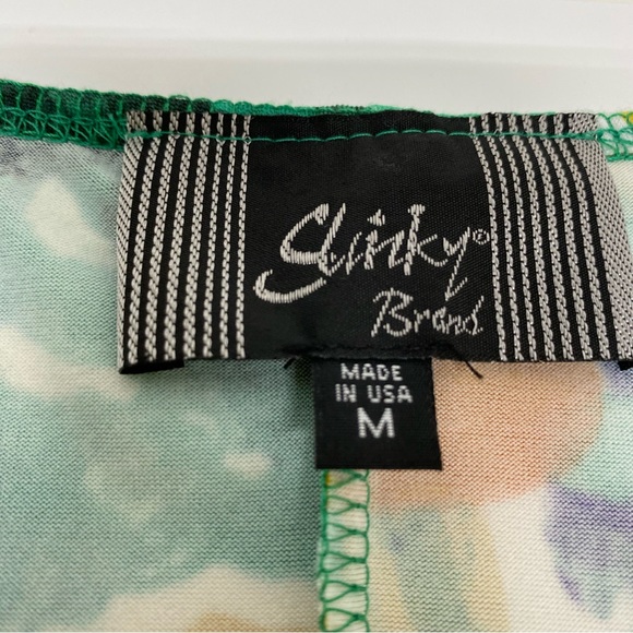 Slinky Brand Medium Maxi Dress Sleeveless Floral Watercolor Brush Print Stretch - Picture 11 of 13